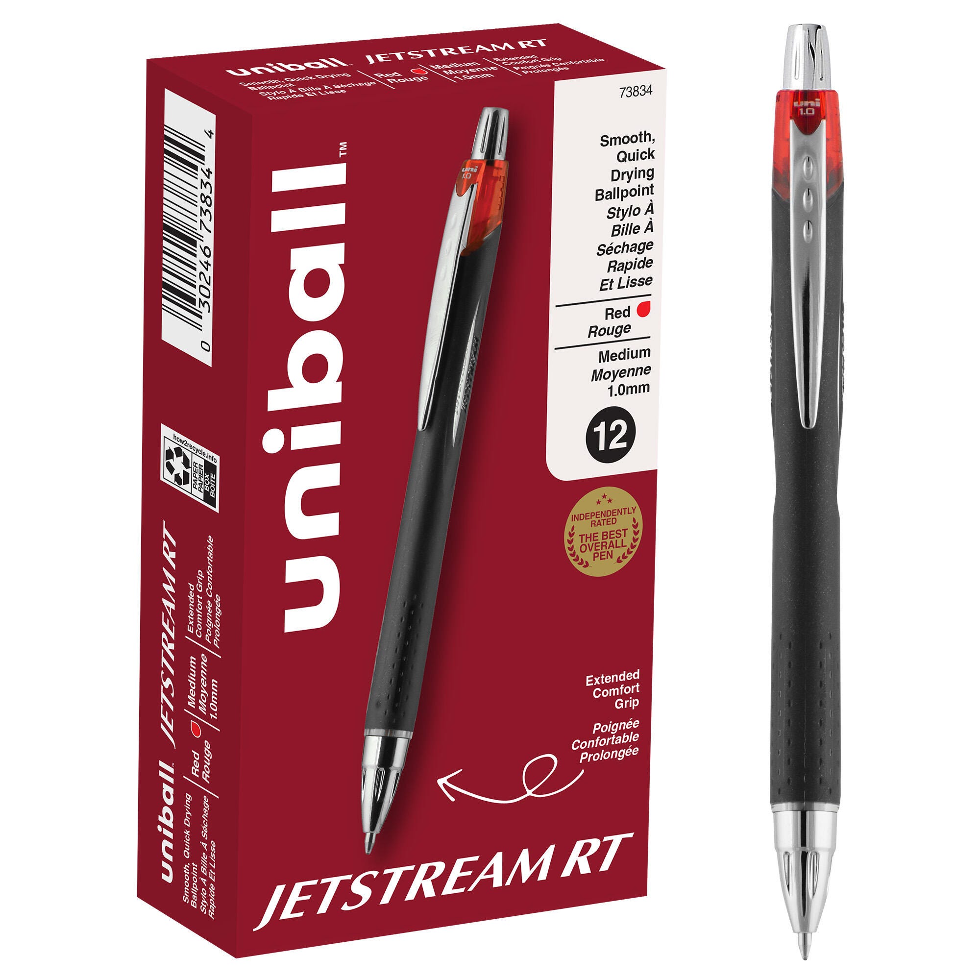 Image for uniball JETSTREAM RT Retractable Roller Ball Gel Pen, 1 mm Medium Tip, Red Ink from School Specialty